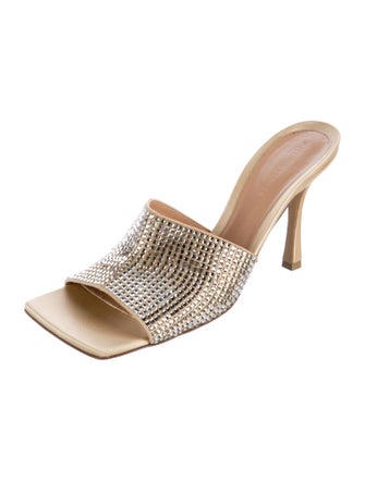 Bottega Veneta Satin Crystal Embellishments Slides