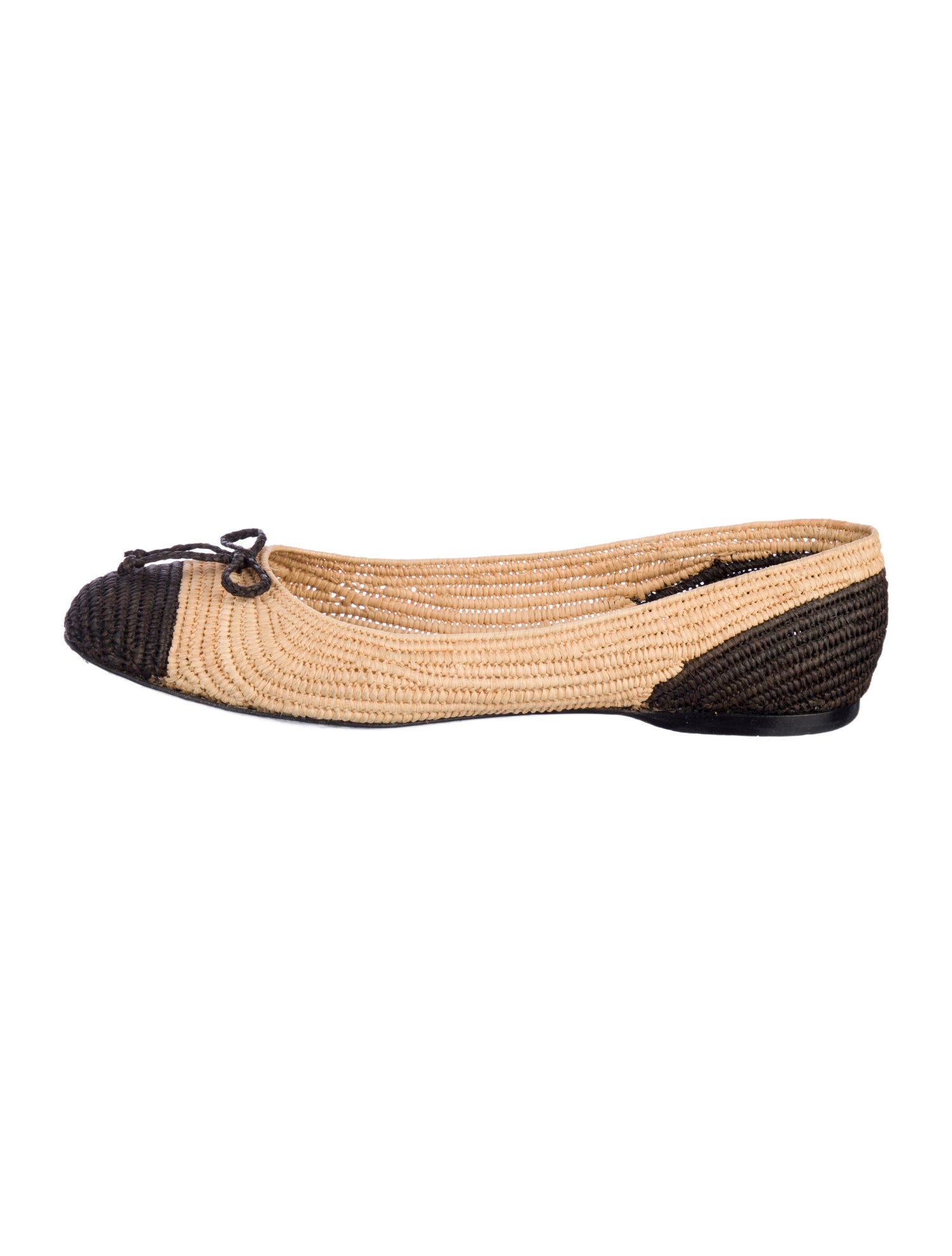 Bottega Veneta Raffia Colorblock Pattern Ballet Flats