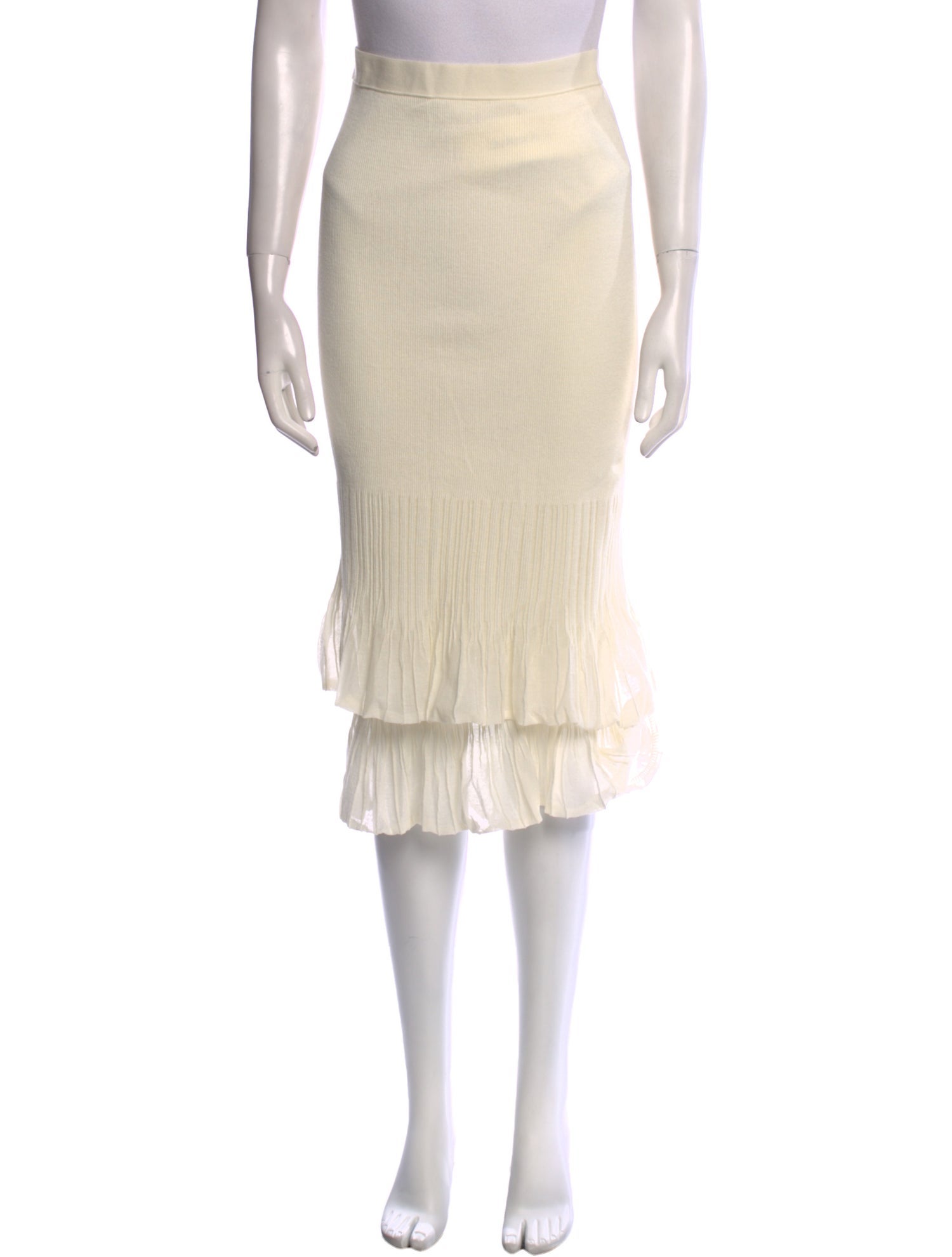 Bottega Veneta Pleated Accents Midi Length Skirt