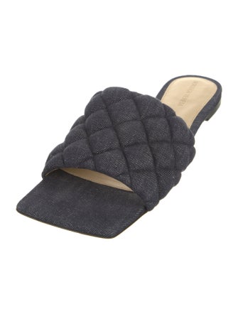 Bottega Veneta Quilted Pattern Denim Slides