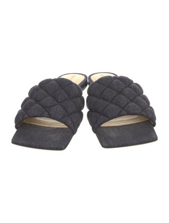 Bottega Veneta Quilted Pattern Denim Slides