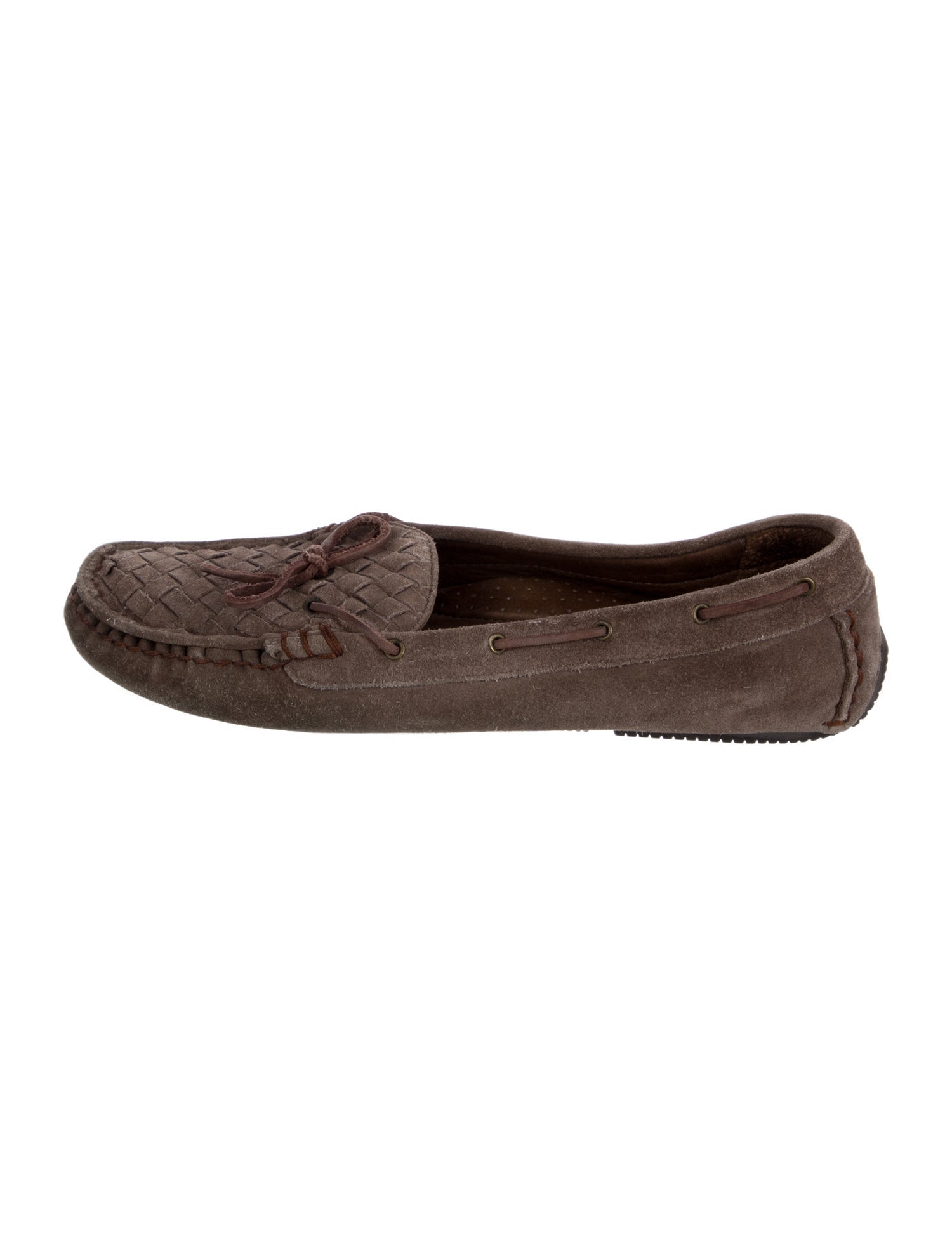 Bottega Veneta Intrecciato Weave Suede Moccasins