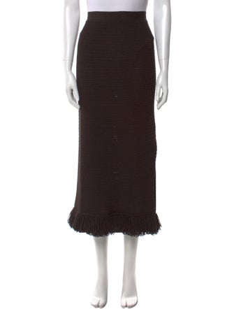 Bottega Veneta Fringe Trim Accent Midi Length Skirt