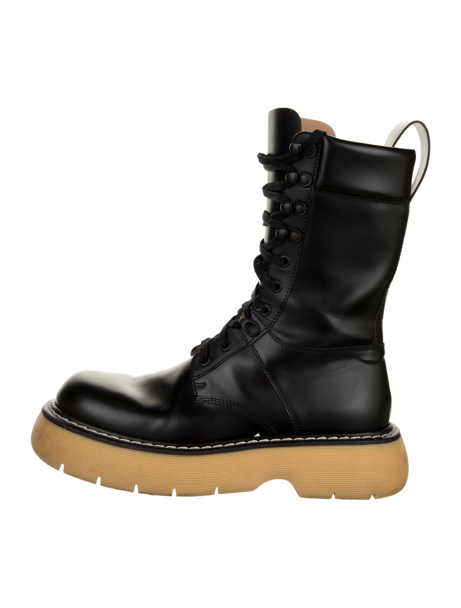 Bottega Veneta Leather Colorblock Pattern Combat Boots
