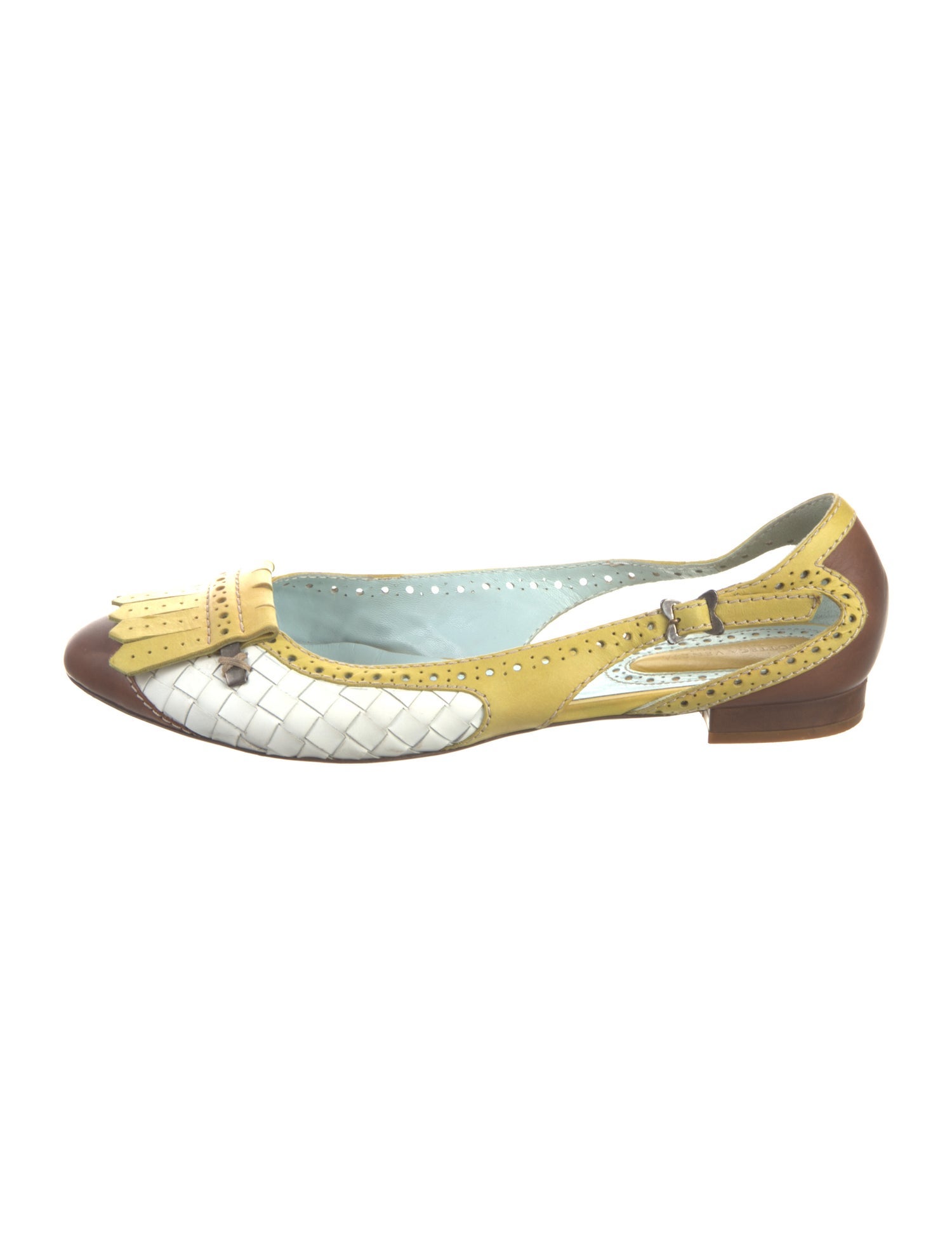 Bottega Veneta Leather Colorblock Pattern Ballet Flats