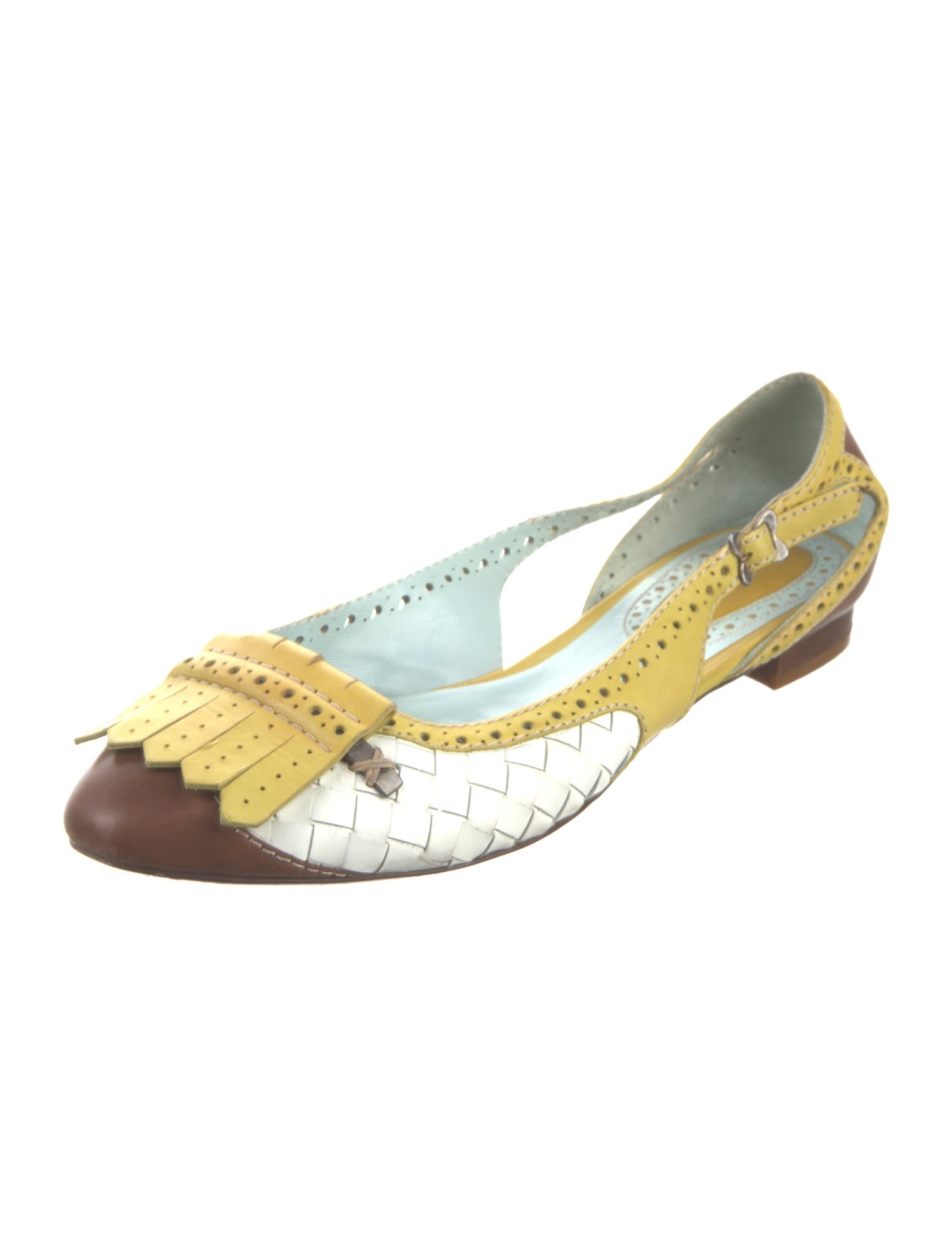 Bottega Veneta Leather Colorblock Pattern Ballet Flats