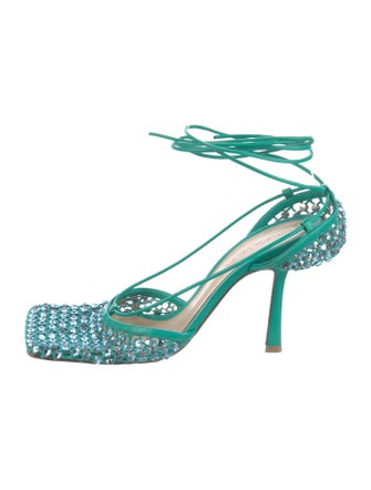 Bottega Veneta Mesh Crystal Embellishments Slingback Pumps