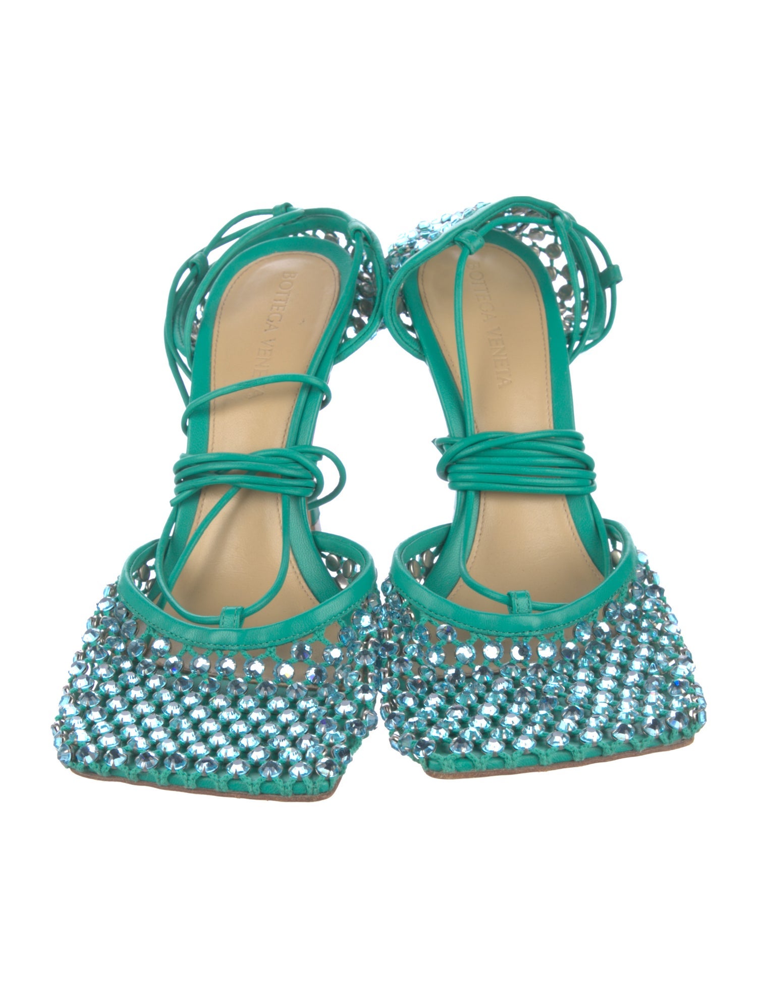 Bottega Veneta Mesh Crystal Embellishments Slingback Pumps