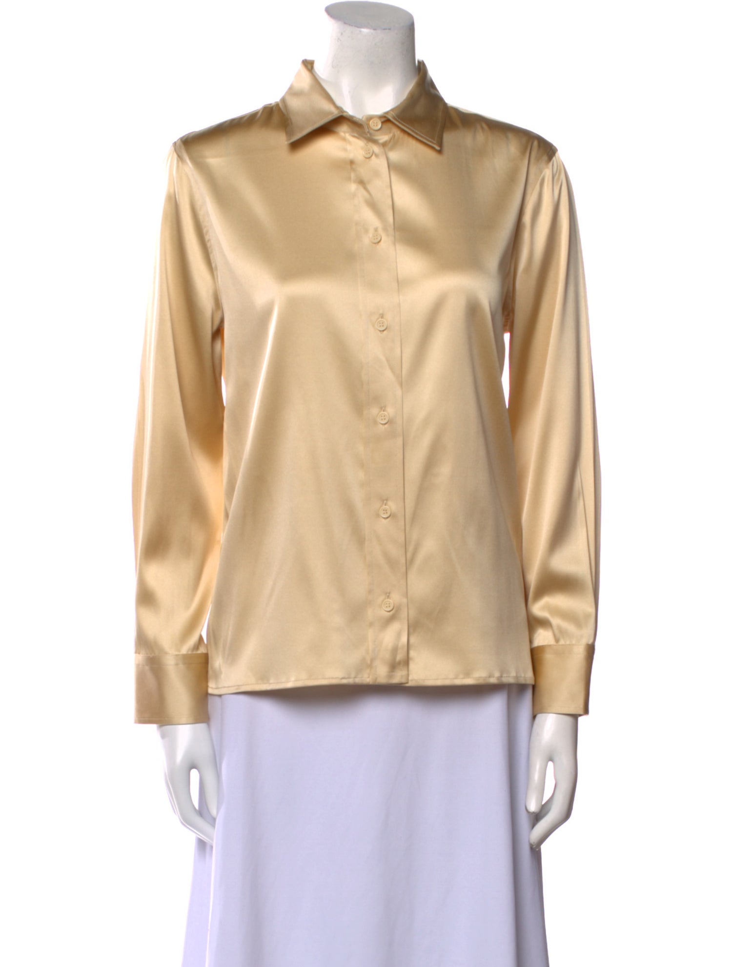 Bottega Veneta Silk Long Sleeve Button-Up Top
