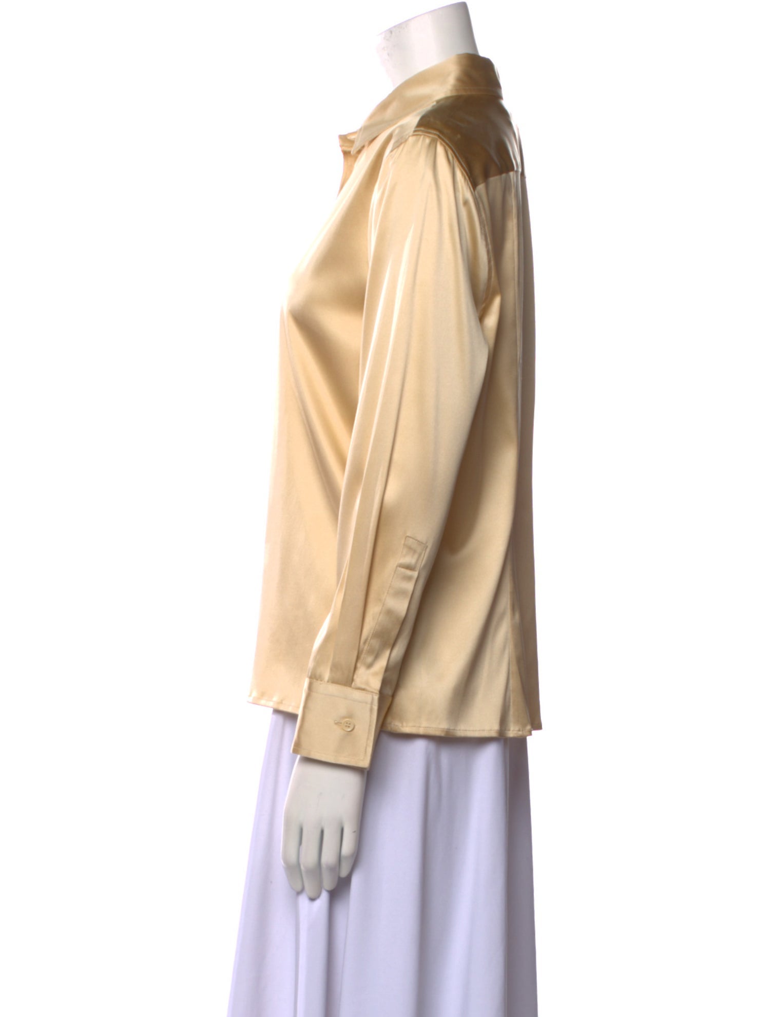 Bottega Veneta Silk Long Sleeve Button-Up Top