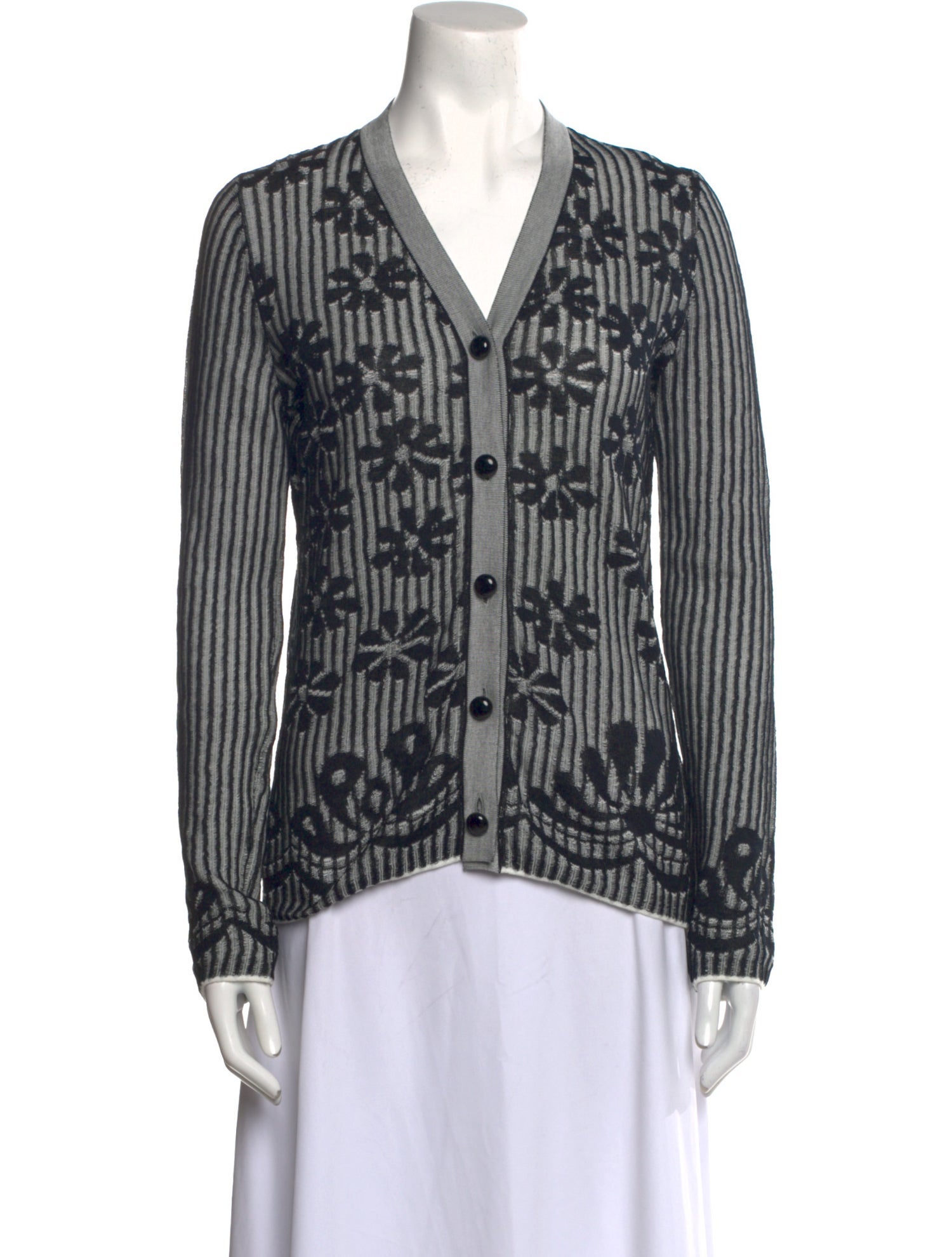 Bottega Veneta Floral Print V-Neck Sweater