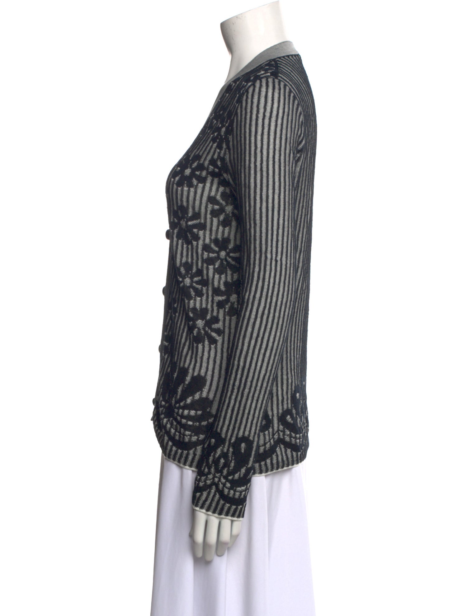 Bottega Veneta Floral Print V-Neck Sweater