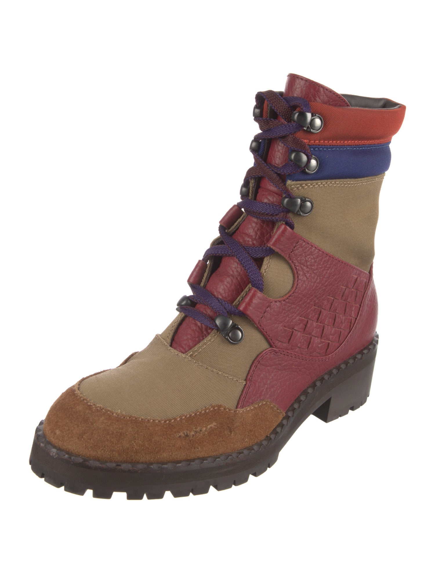 Bottega Veneta Intrecciato Weave Leather Lace-Up Boots