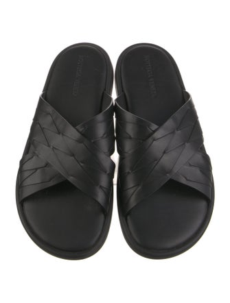 Bottega Veneta Intrecciato Weave Leather Slides