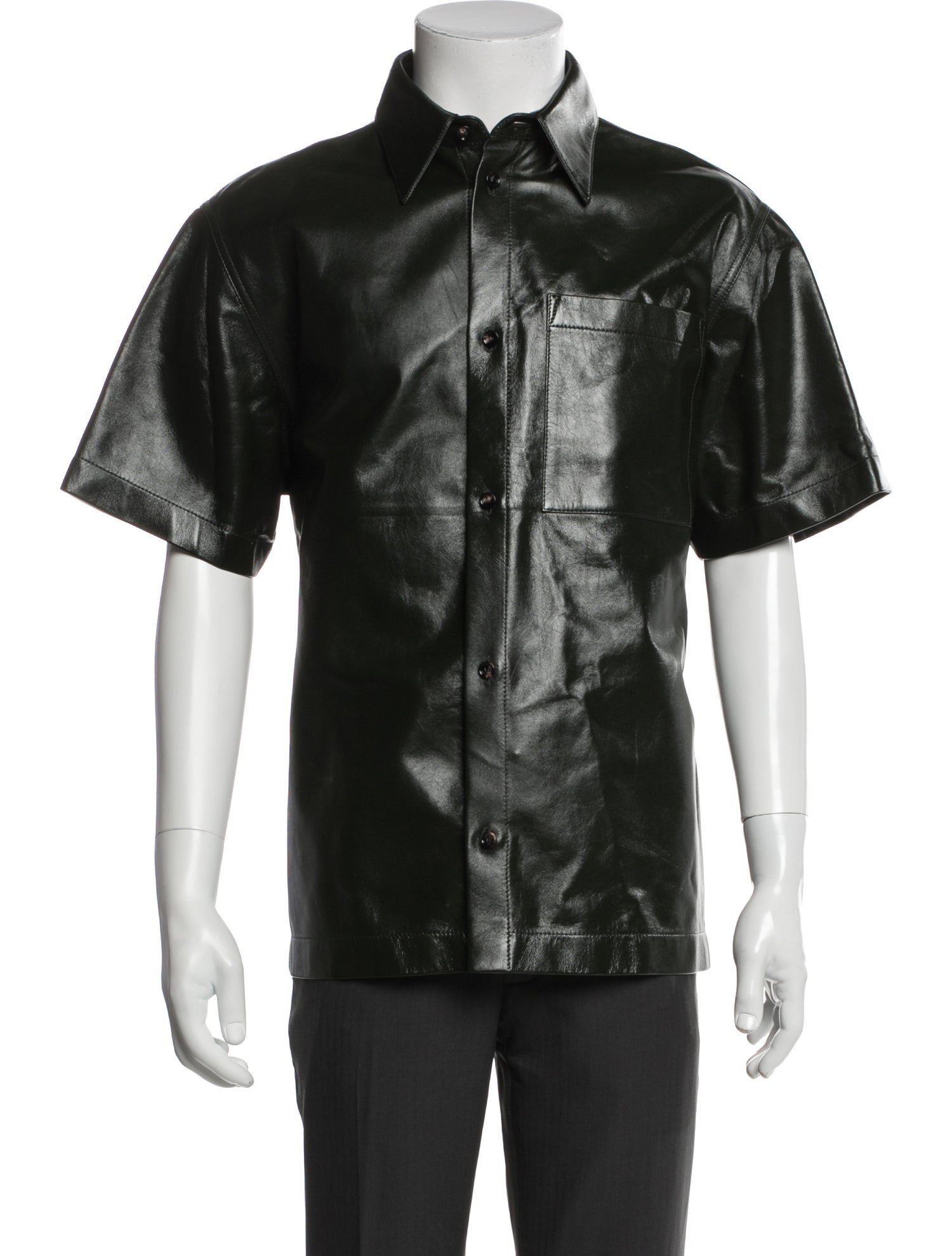 Bottega Veneta Lamb Leather Short Sleeve Shirt