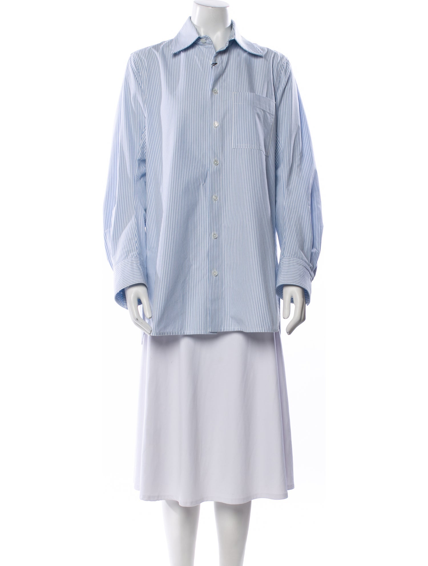 Bottega Veneta Striped Long Sleeve Button-Up Top