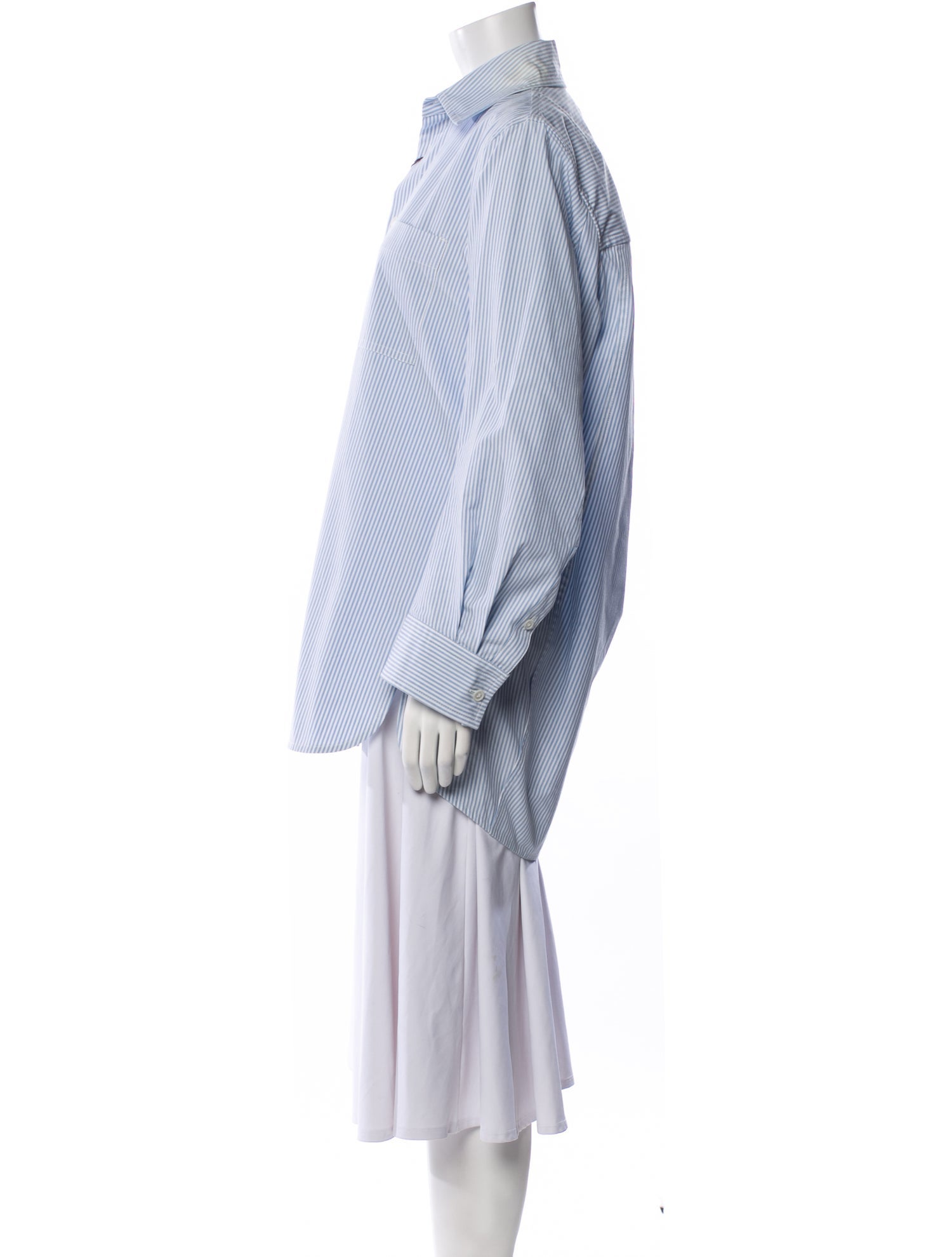 Bottega Veneta Striped Long Sleeve Button-Up Top