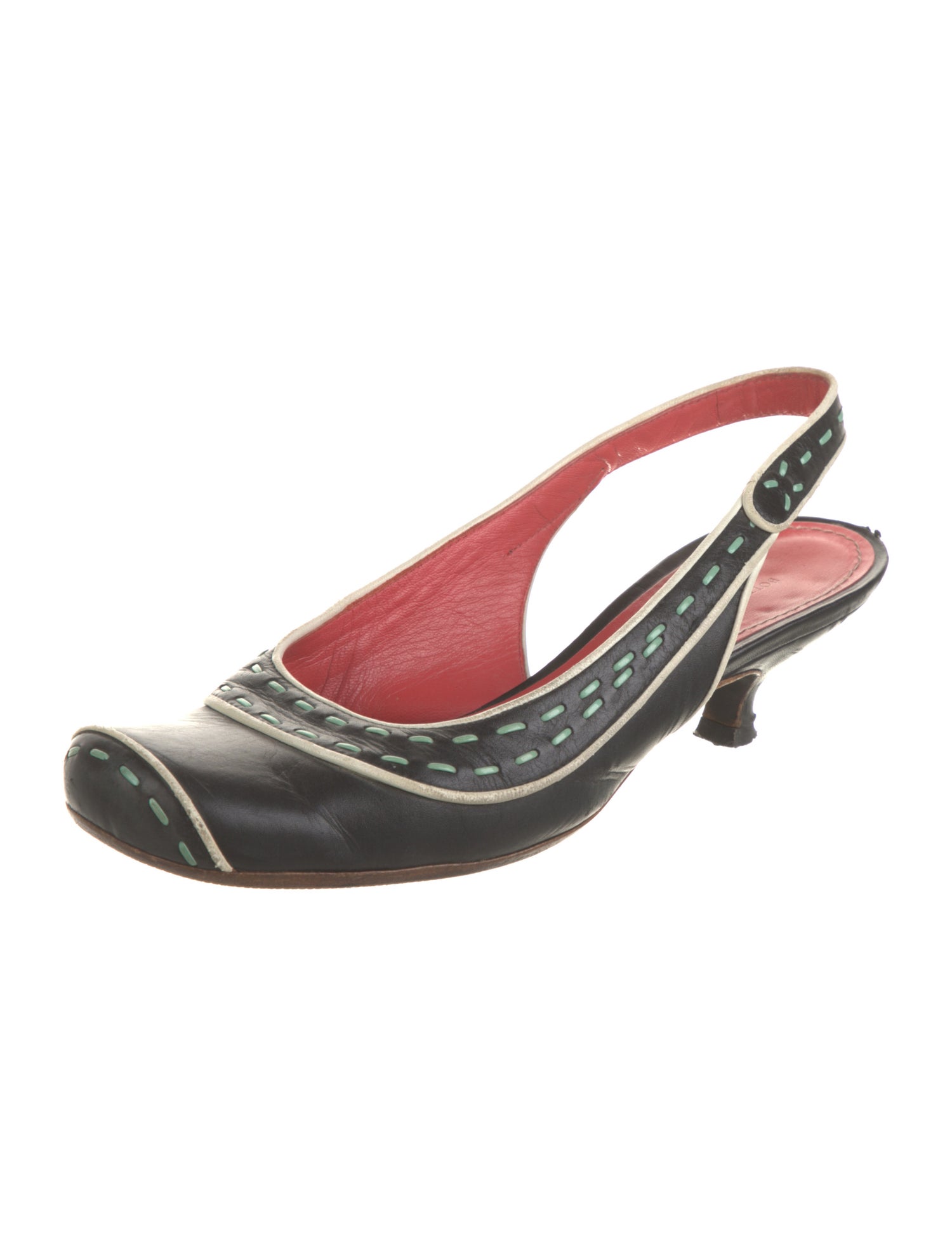 Bottega Veneta Leather Striped Slingback Pumps