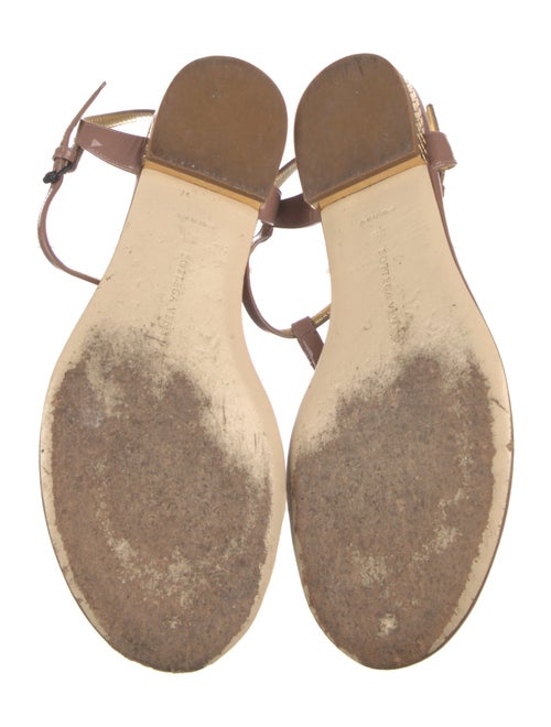 Bottega Veneta Intrecciato Weave Patent Leather T-Strap Sandals