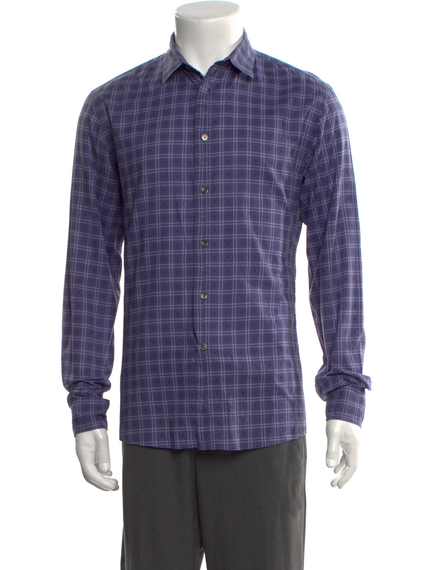 Bottega Veneta Plaid Print Long Sleeve Dress Shirt