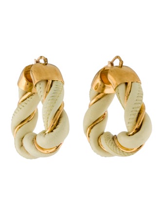 Bottega Veneta Leather Twist Hoop Earrings