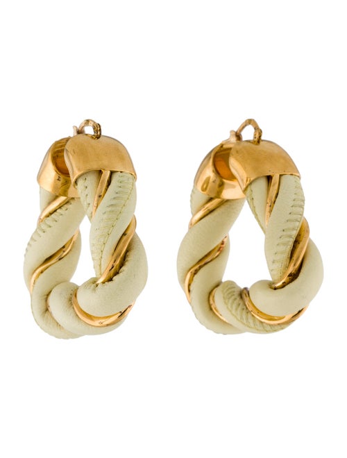 Bottega Veneta Leather Twist Hoop Earrings