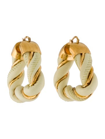 Bottega Veneta Hoop Leather Twist Earrings