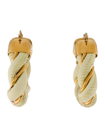 Bottega Veneta Leather Twist Hoop Earrings