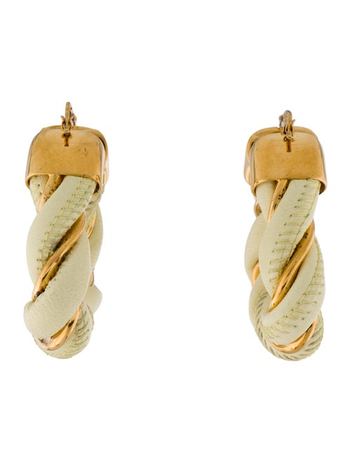 Bottega Veneta Leather Twist Hoop Earrings