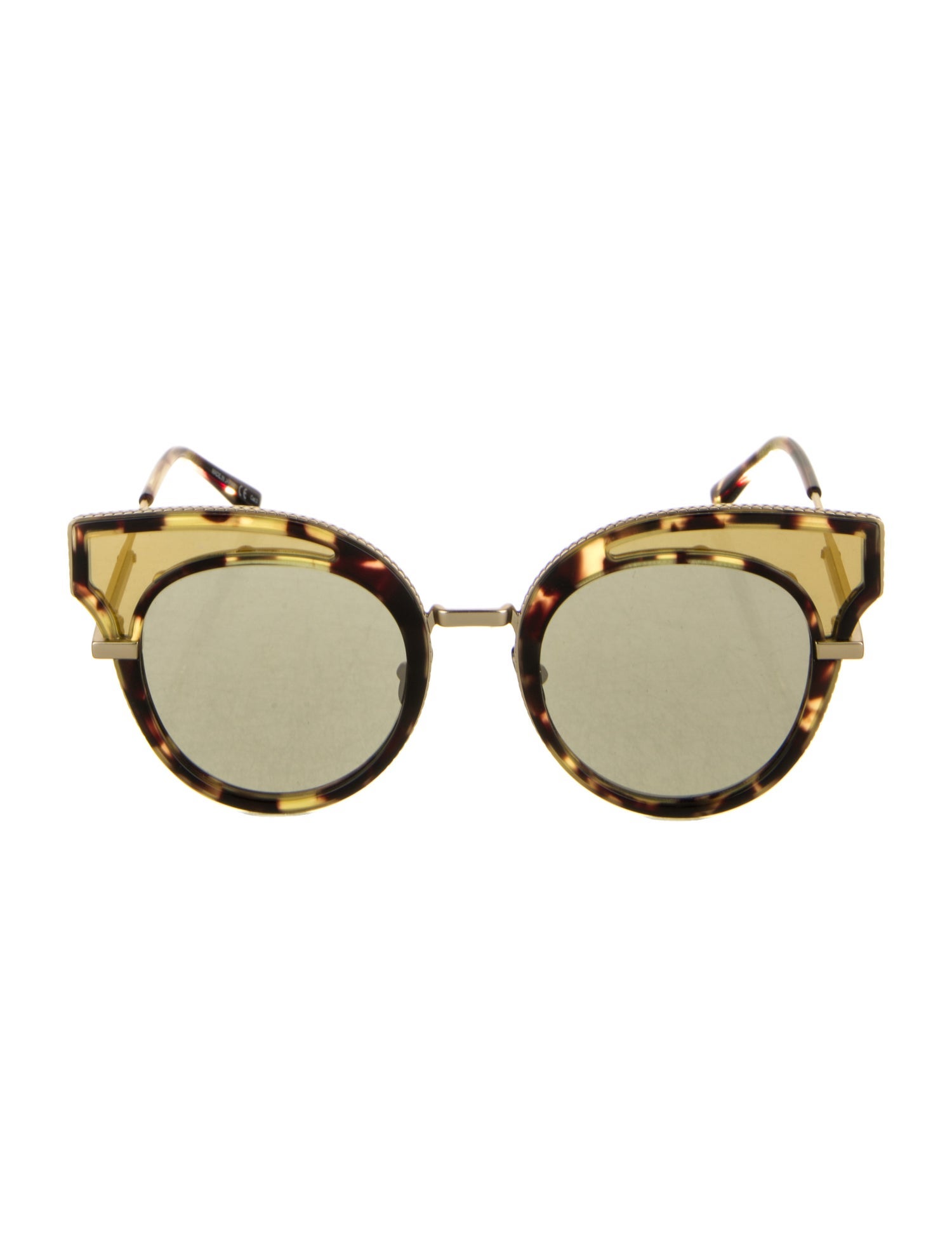 Bottega Veneta Intrecciato Weave Round Sunglasses