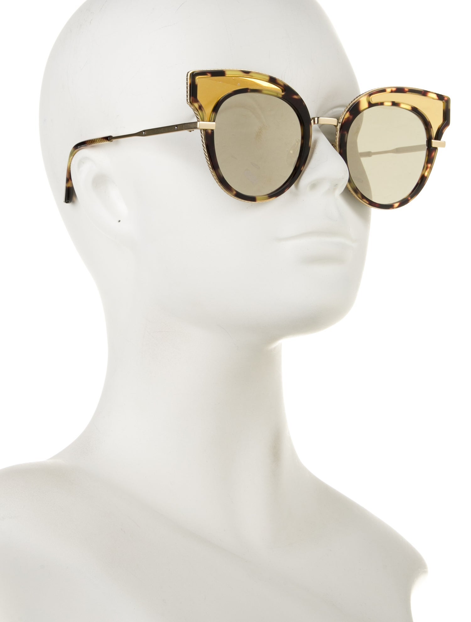 Bottega Veneta Intrecciato Weave Round Sunglasses