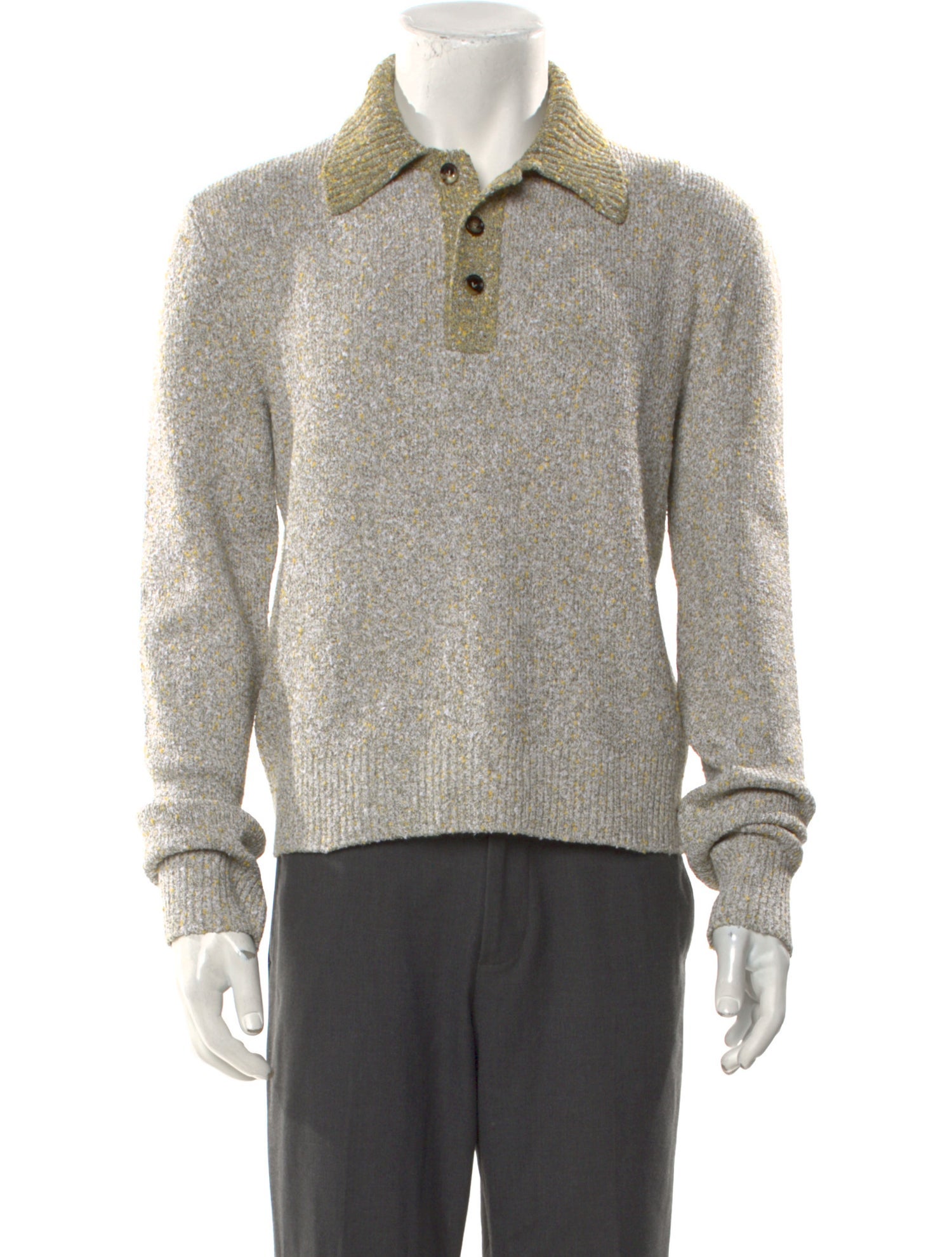 Bottega Veneta Collar Long Sleeve Polo Sweater