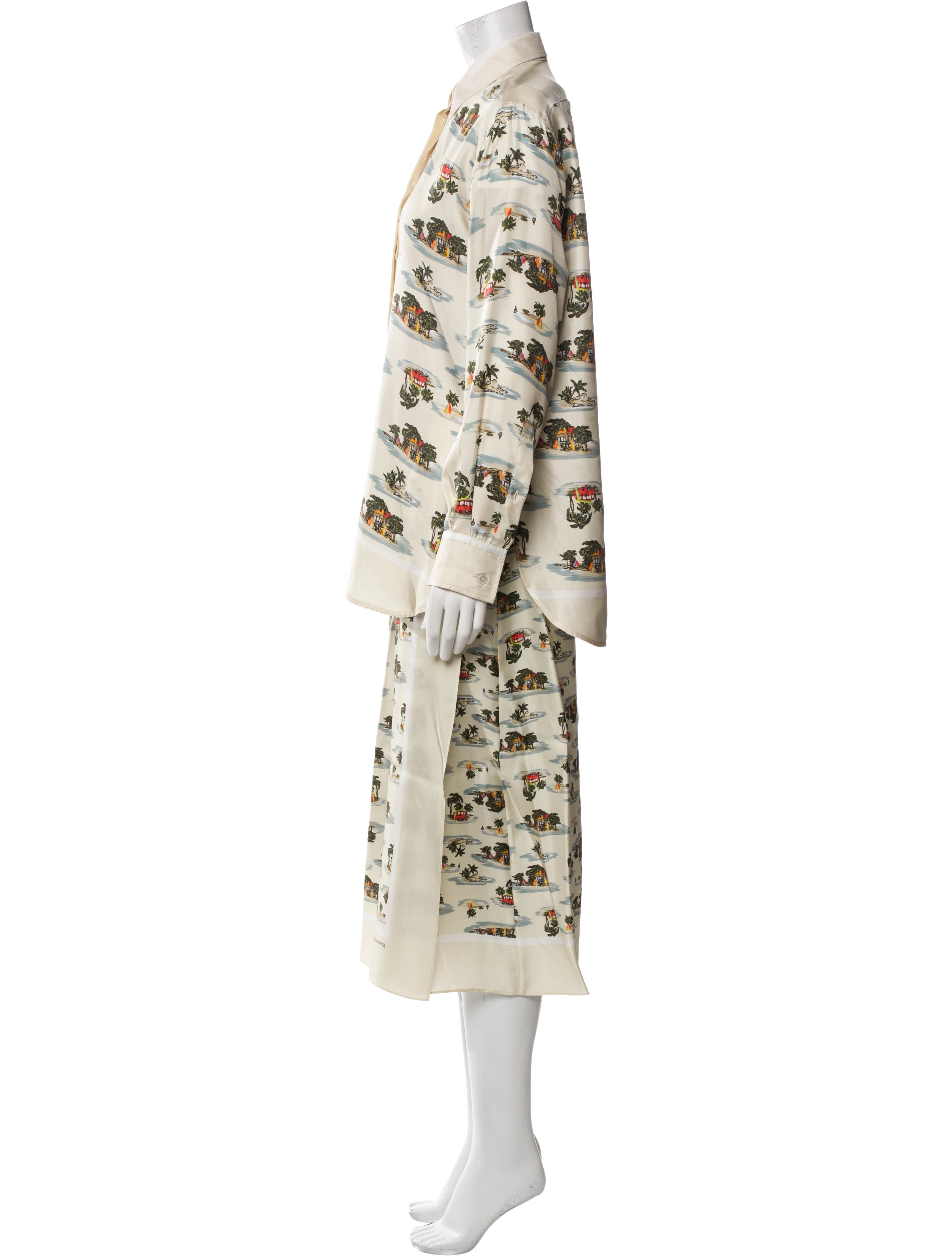 Bottega Veneta Silk Printed Skirt Set
