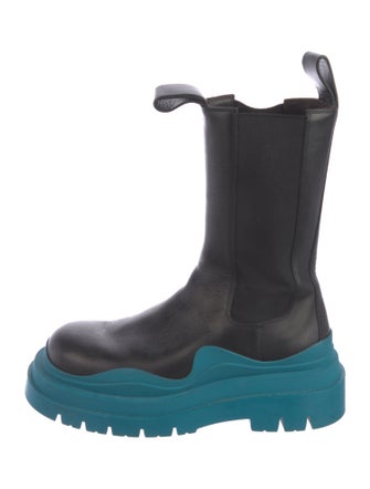 Bottega Veneta Leather Colorblock Pattern Rain Boots