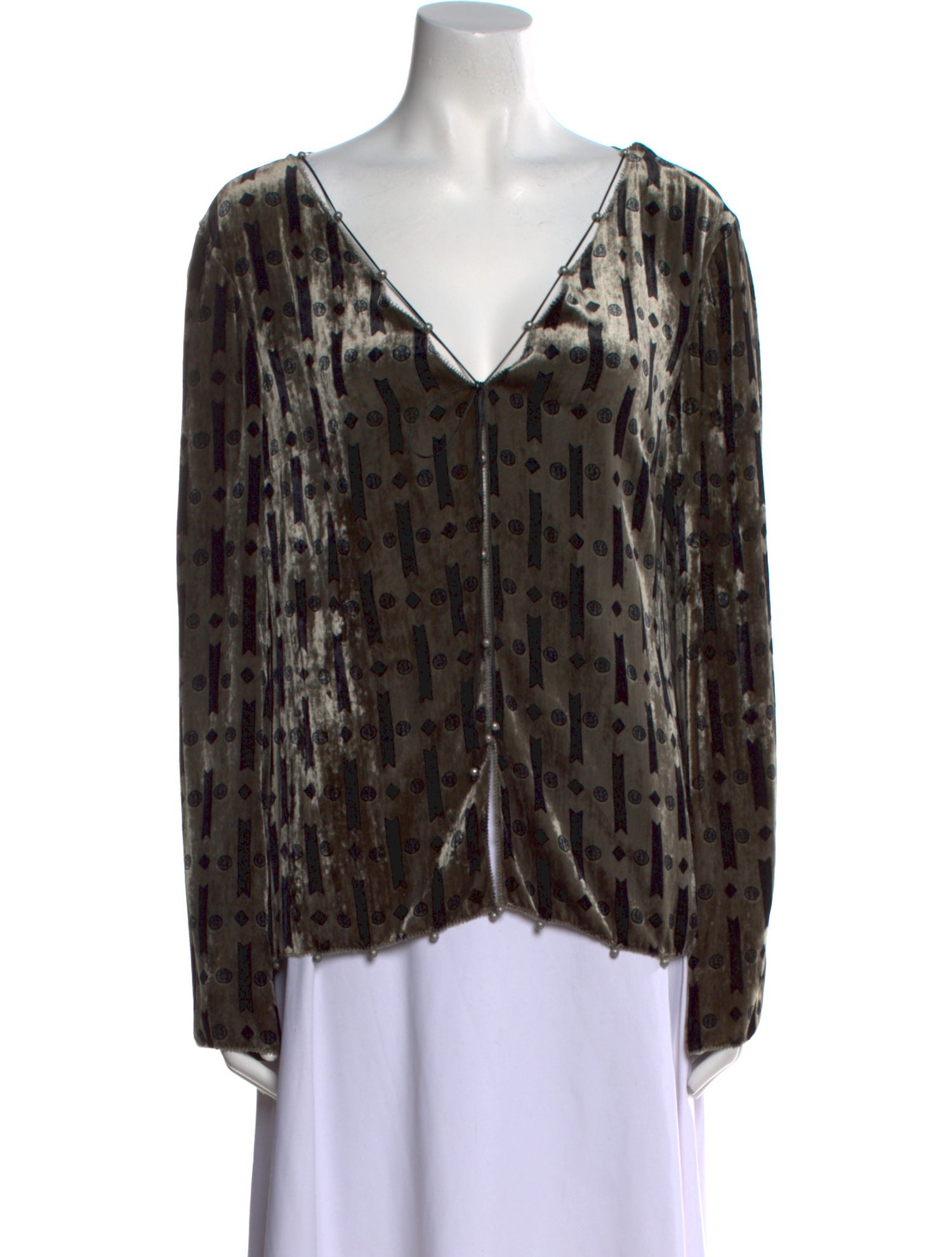 Bottega Veneta Patterned V-Neck Blouse