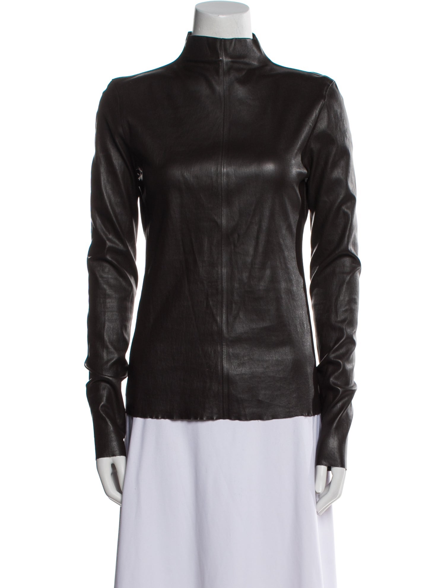 Bottega Veneta Leather Mock Neck Blouse