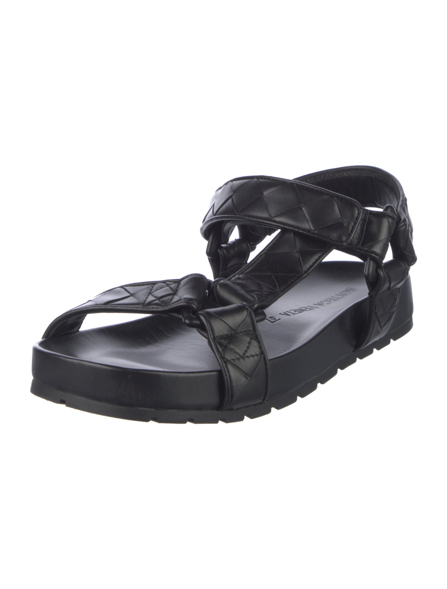 Bottega Veneta Intrecciato Weave Leather T-Strap Sandals