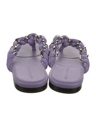 Bottega Veneta Leather Chain-Link Accents Slides