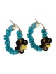 Bottega Veneta Resin Blue Flower Beaded Small Hoop Earrings