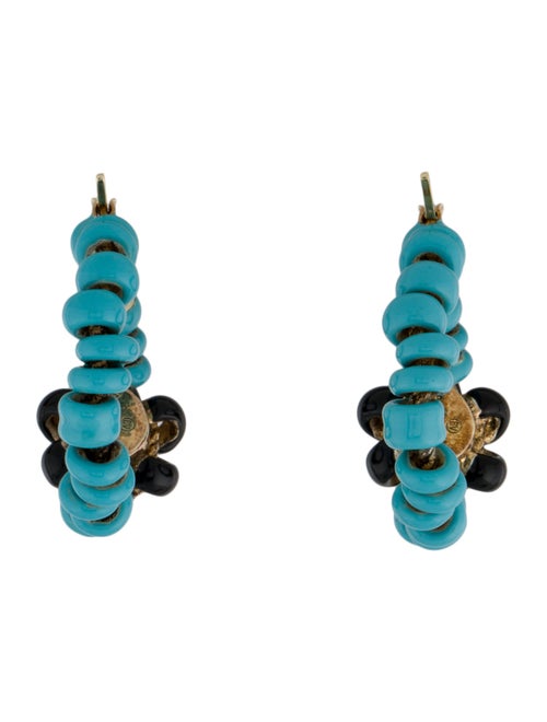 Bottega Veneta Resin Blue Flower Beaded Small Hoop Earrings