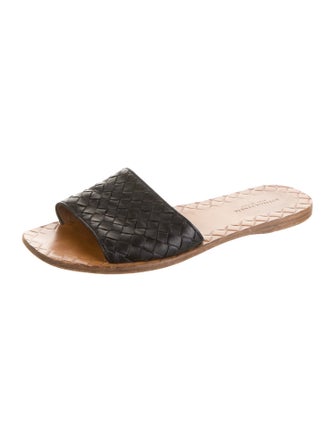 Bottega Veneta Intrecciato Weave Leather Slides