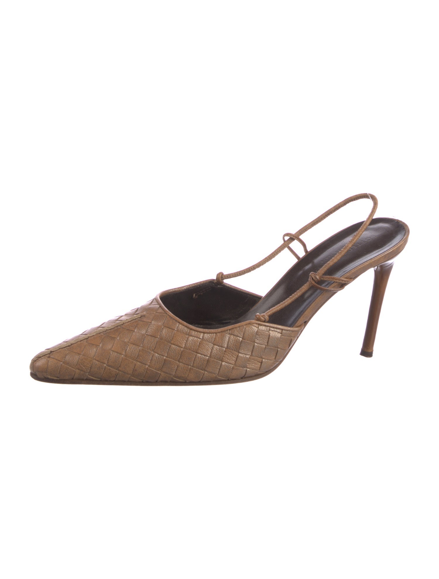 Bottega Veneta Intrecciato Weave Leather Slingback Pumps