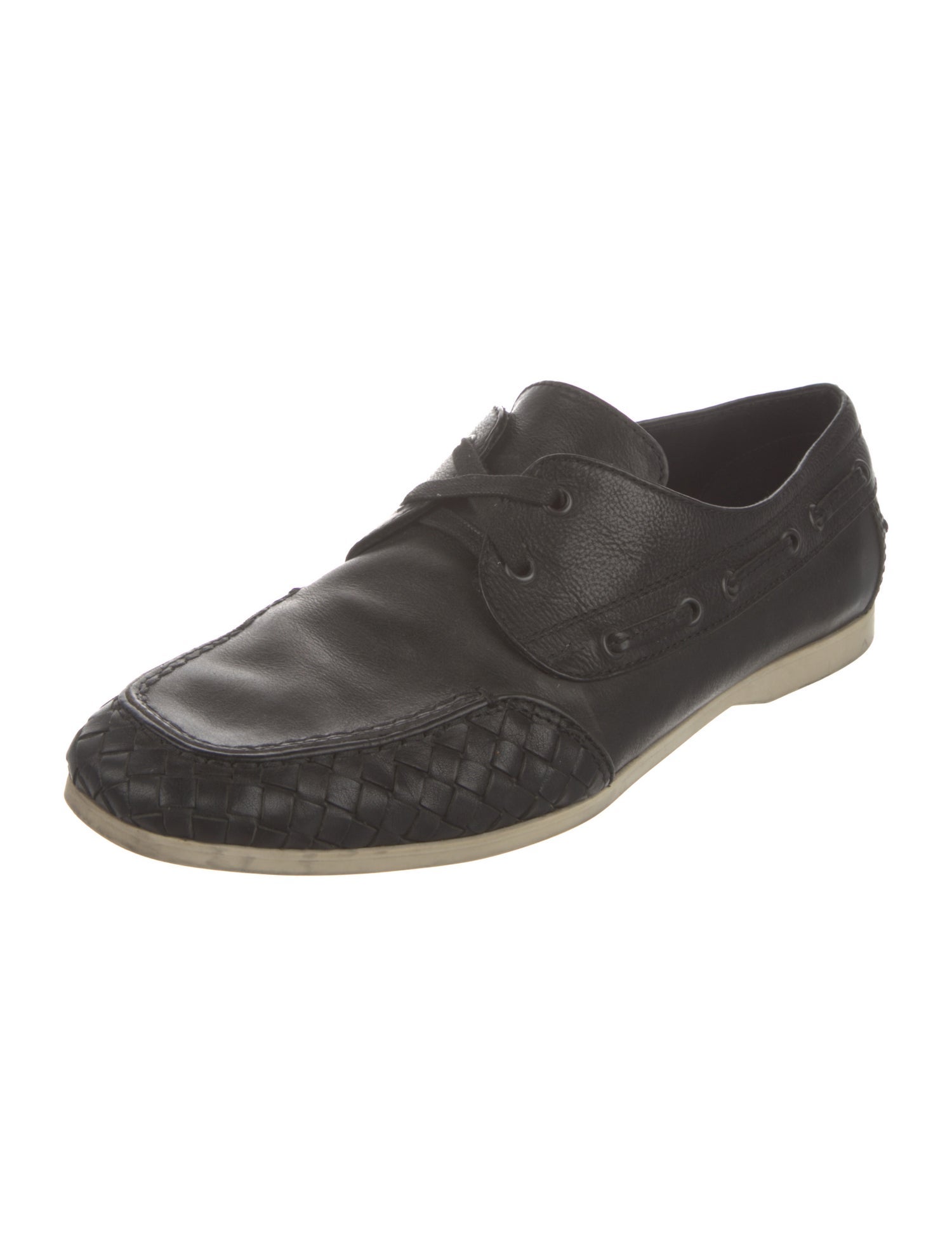 Bottega Veneta Intrecciato Weave Leather Boat Shoes