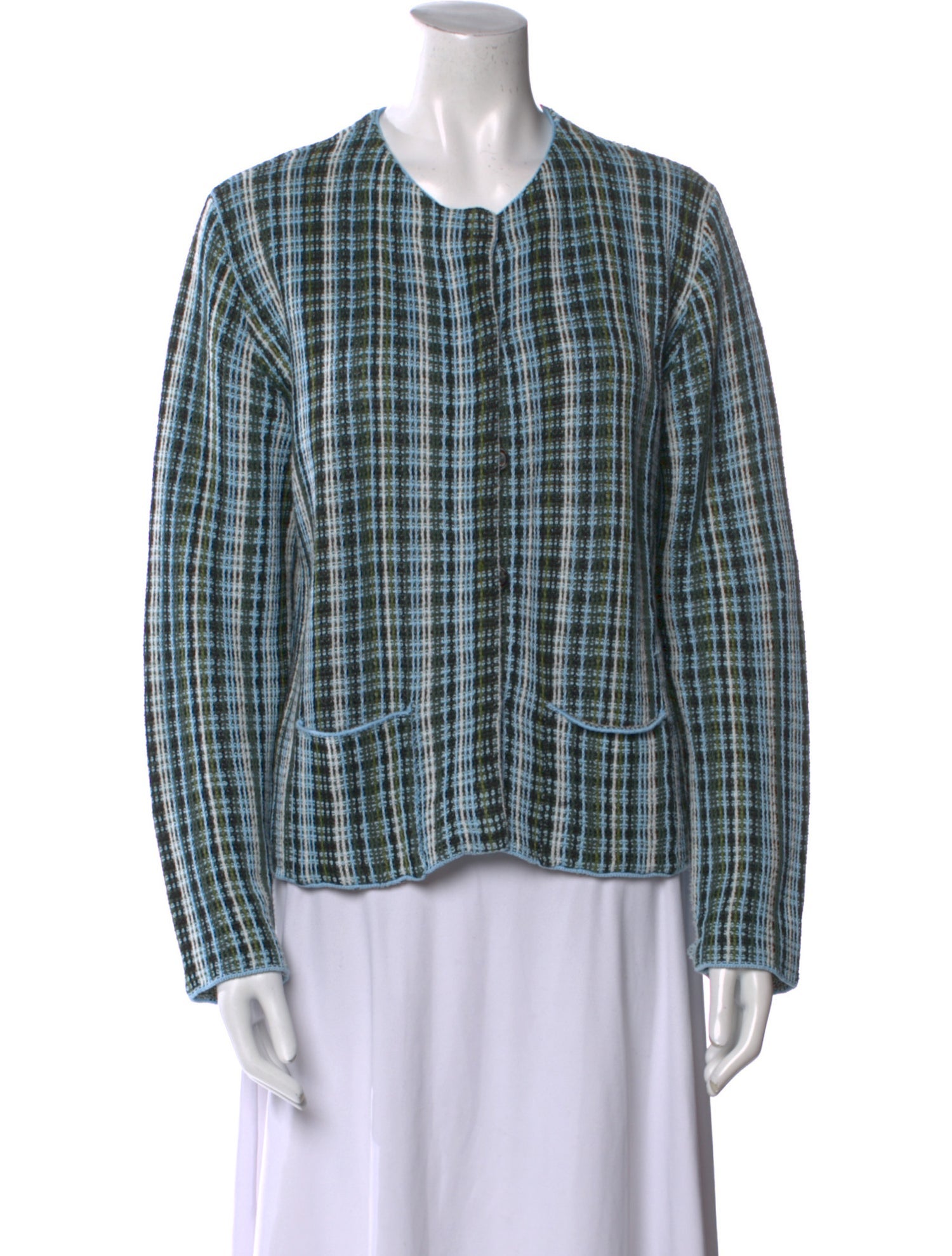 Bottega Veneta Linen Plaid Print Sweater