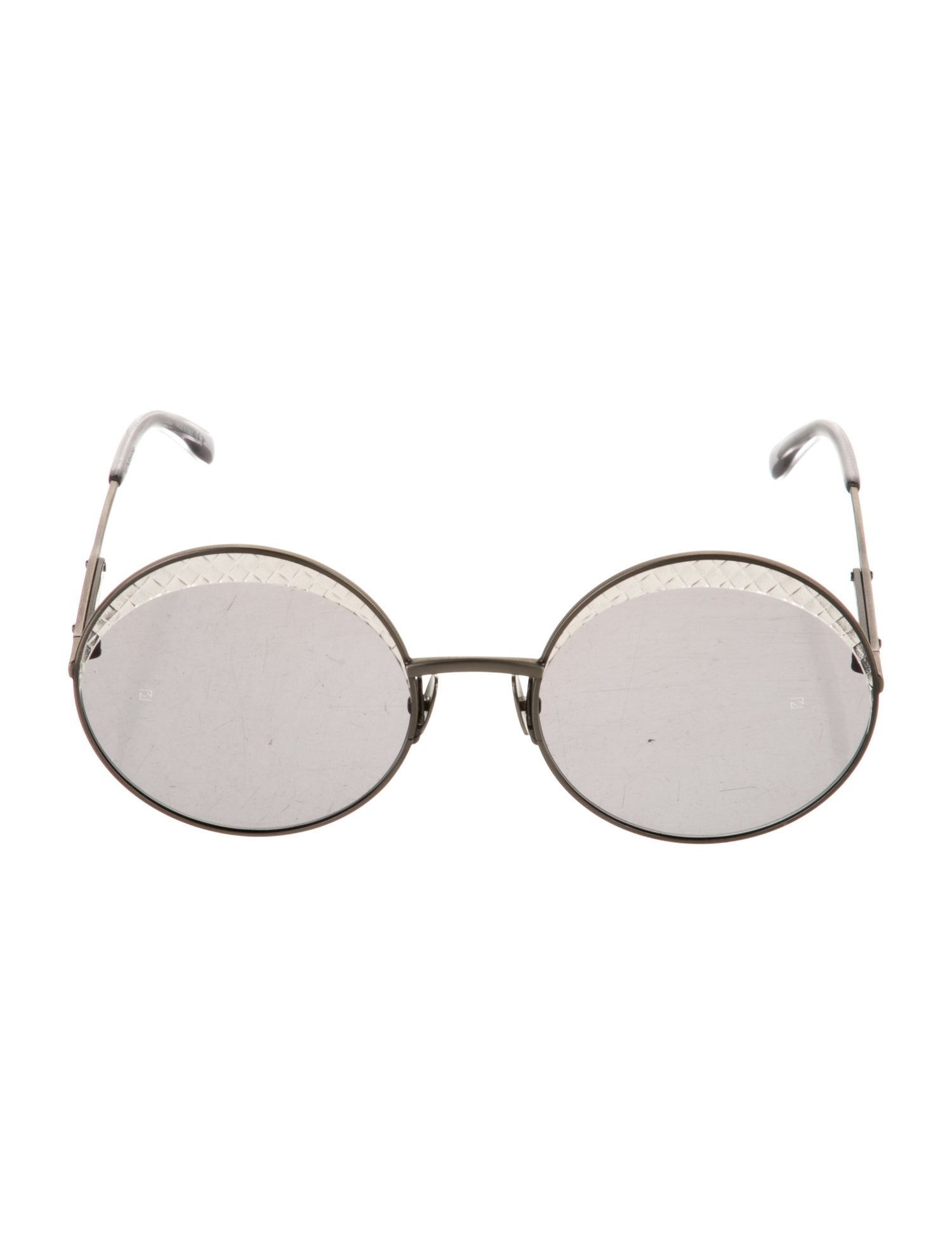 Bottega Veneta Intrecciato Weave Round Sunglasses