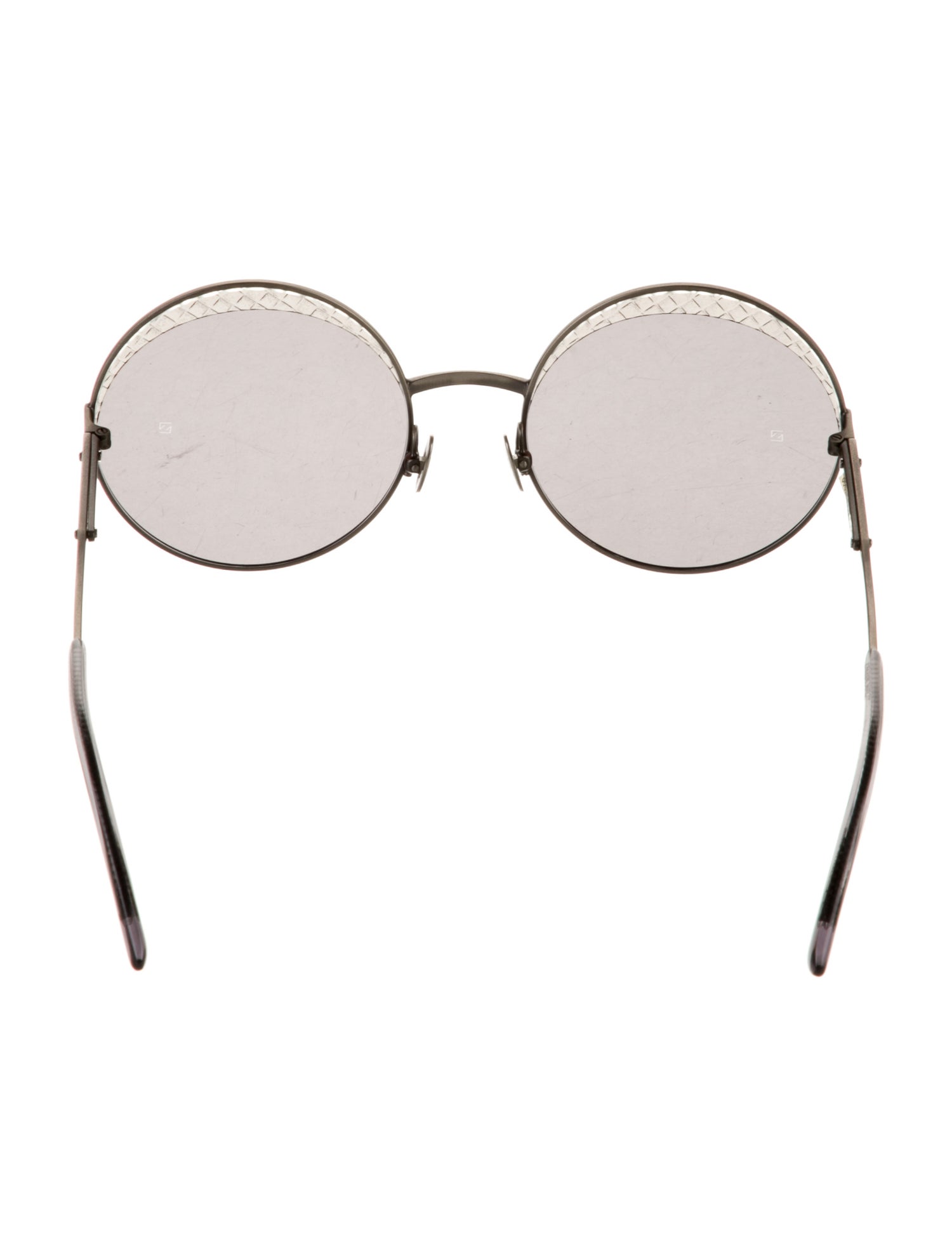 Bottega Veneta Intrecciato Weave Round Sunglasses