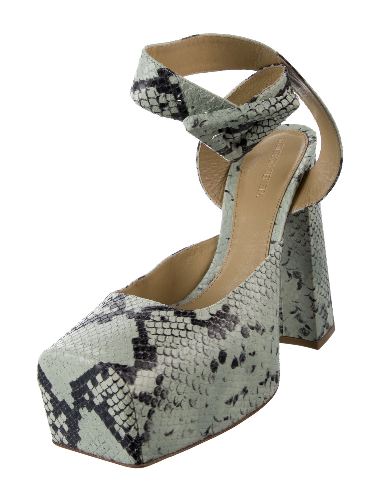 Bottega Veneta Python Animal Print Slingback Pumps
