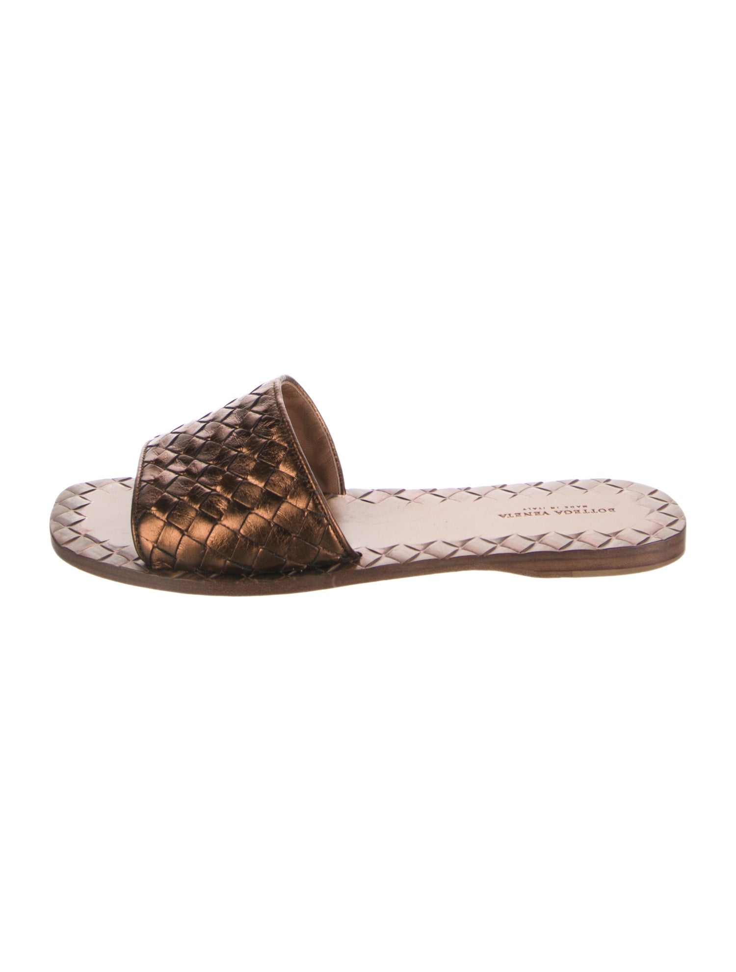 Bottega Veneta Intrecciato Weave Leather Slides