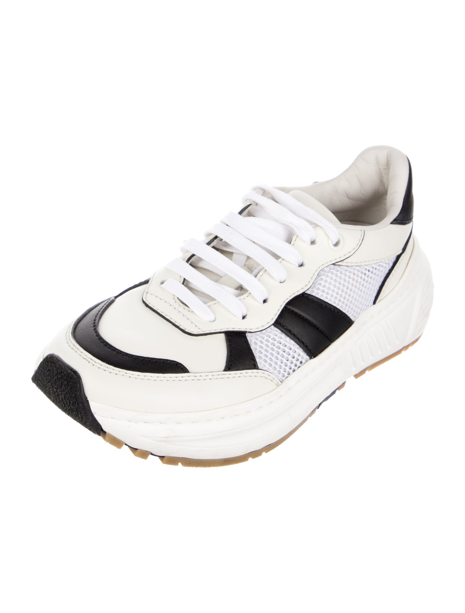 Bottega Veneta Leather Colorblock Pattern Sneakers