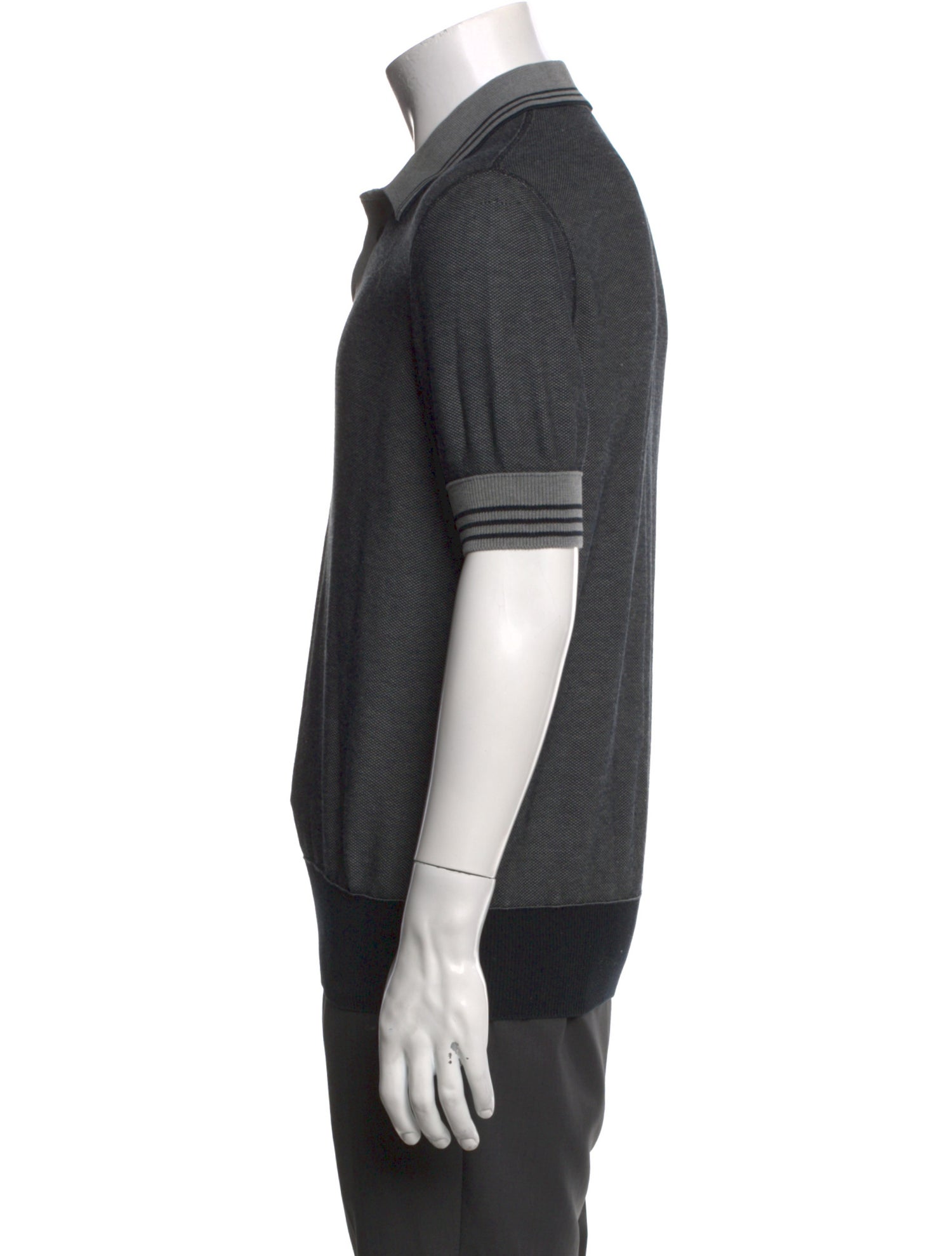 Bottega Veneta Striped Collar Polo Shirt